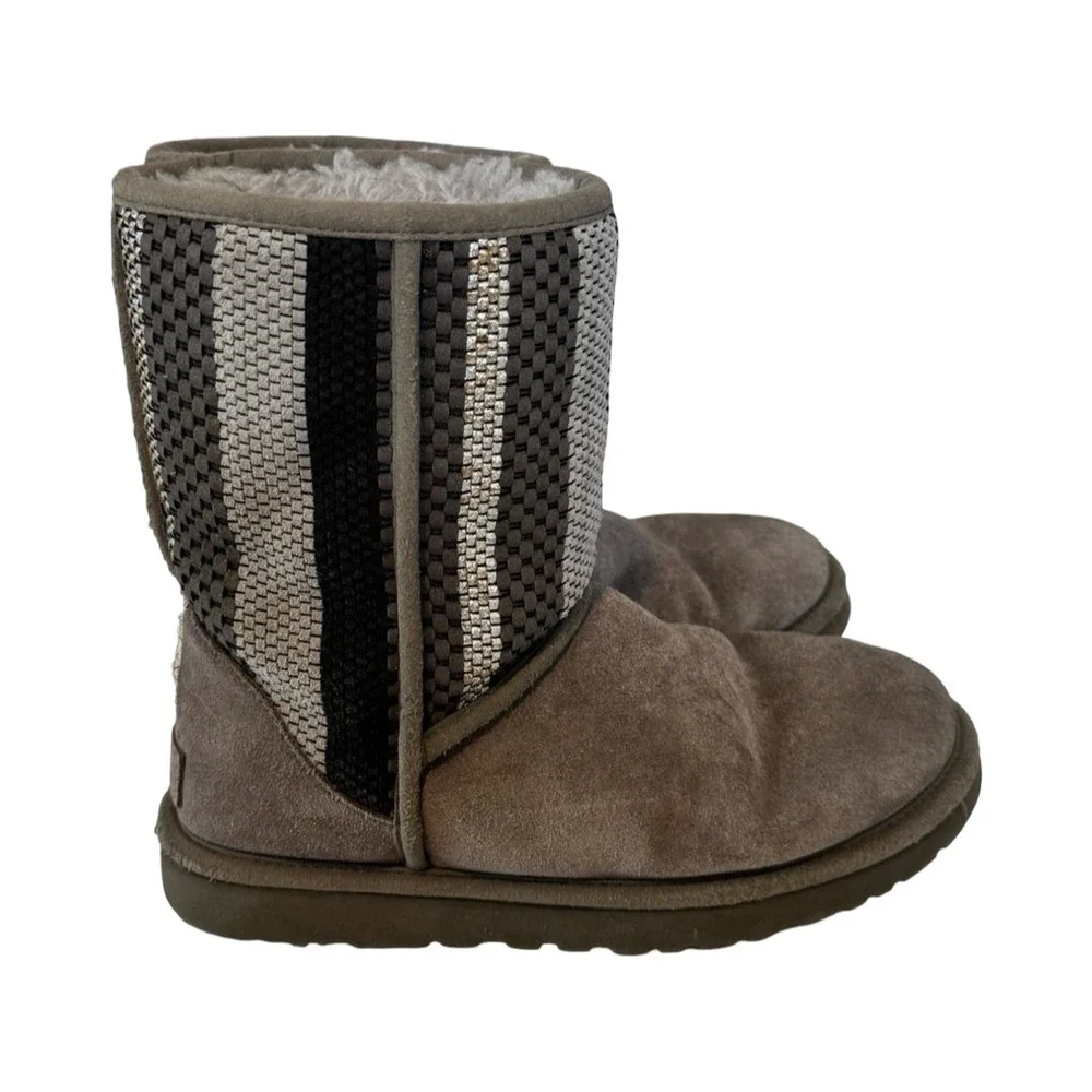 UGG Women's Classic Short Woven Suede Gray Boot 1010551 Size 8